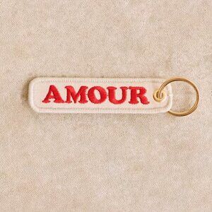 Sezane Embroidered Key Ring "Amour"